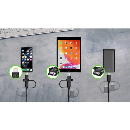 Câble universel Belkin 15 W (câble USB-A avec connecteurs USB-C, Micro-USB et Lightning) CAC001BT1MBK