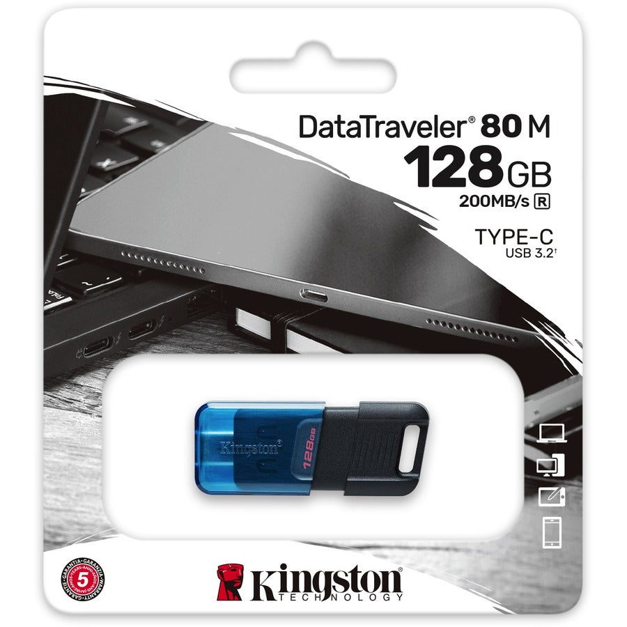 Clé USB 3.2 (1ère génération) Type C Kingston DataTraveler 80 M 128 Go DT80M/128 Go