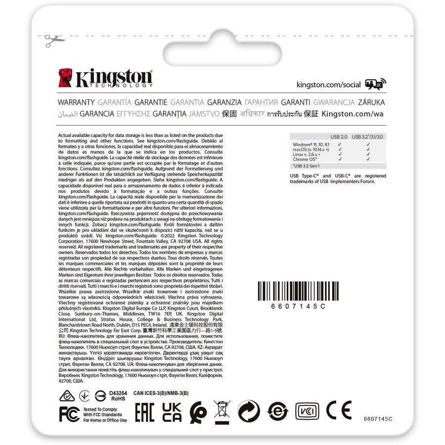 Clé USB 3.2 (1ère génération) Type C Kingston DataTraveler 80 M 128 Go DT80M/128 Go