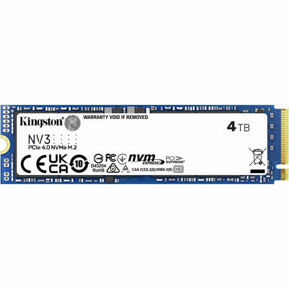 Disque SSD Kingston NV3 4 To - M.2 2280 interne - PCI Express NVMe (PCI Express NVMe 4.0 x4) SNV3S/4000G