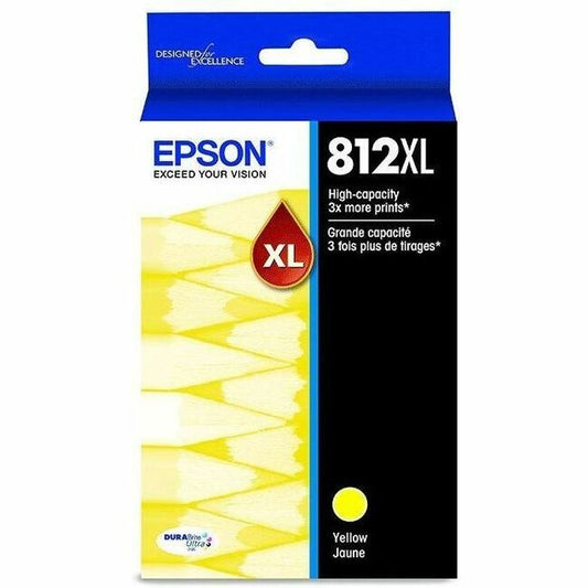 Cartouche d'encre à jet d'encre à très haut rendement d'origine Epson DURABrite Ultra T812 - Jaune - 1 unité T812XL420-S