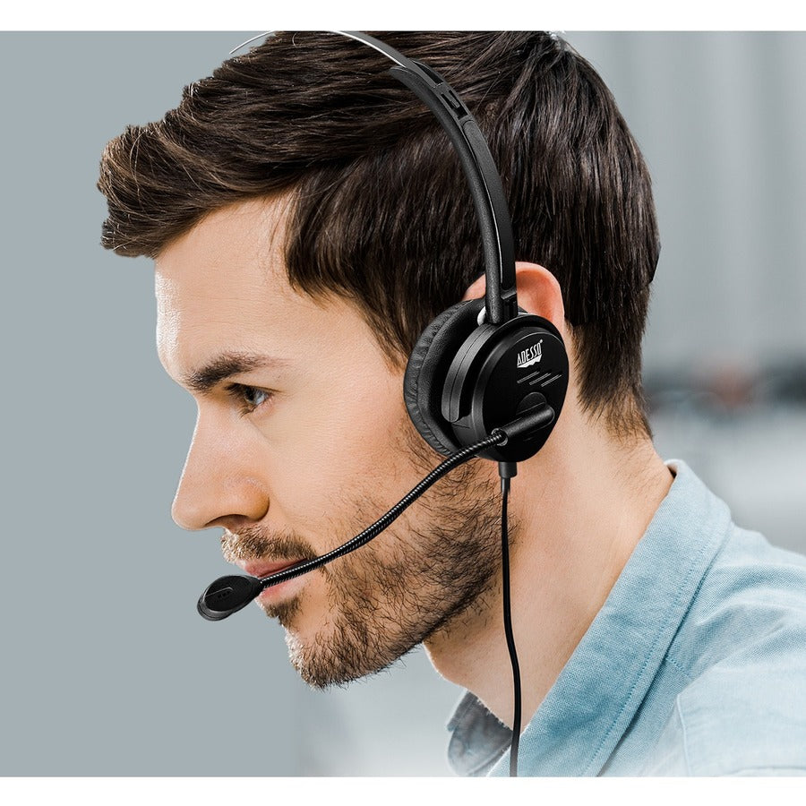 Casque d'écoute USB mono-auriculaire Adesso avec microphone réglable XTREAM P1