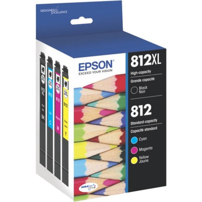Cartouches d'encre Epson® 812XL/812 DuraBrite® à très haut rendement noir et cyan/jaune/magenta, lot de 4, T812XL-BCS T812XL-BCS