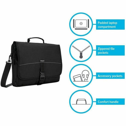 Sacoche de transport Targus TCM004US (Messenger) pour ordinateur portable de 15,6" à 16" - Noir - Conforme TAA TCM004US