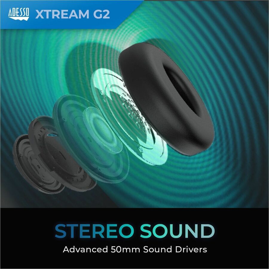 Casque de jeu USB stéréo Adesso avec microphone XTREAM G2