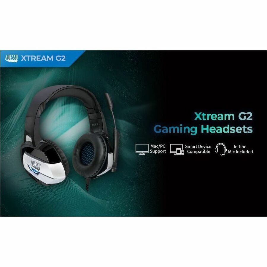 Casque de jeu USB stéréo Adesso avec microphone XTREAM G2