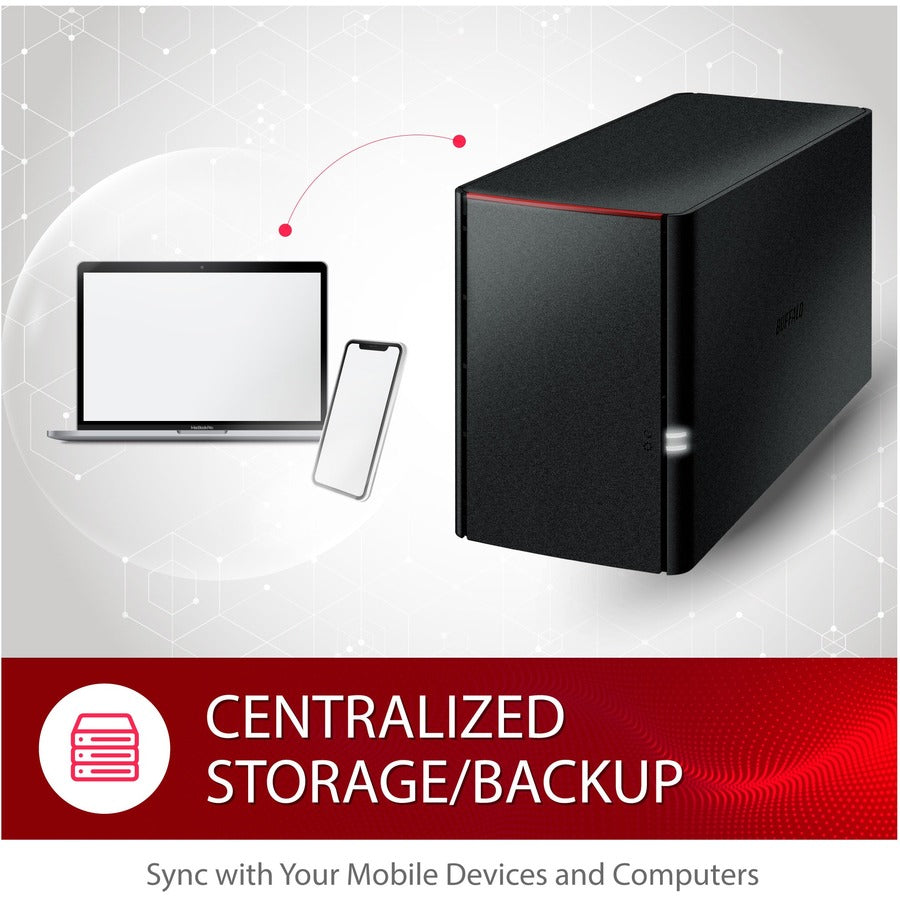 Stockage NAS BUFFALO LinkStation SoHo 220 pour bureau à domicile 8 To Disques durs cloud personnels inclus LS220D0802B