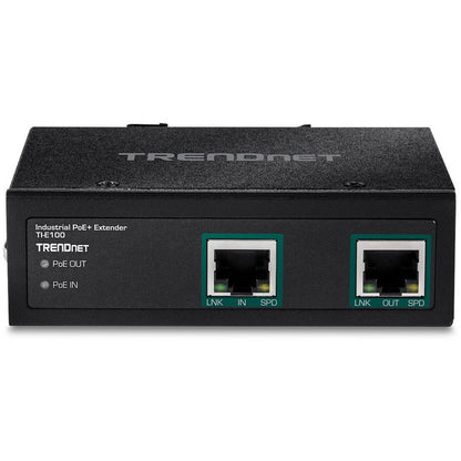 TRENDnet Extendeur PoE+ Gigabit industriel, TI-E100, PoE à port unique, Power Over Ethernet, prend en charge PoE (15,4 W) et PoE+ (30 W), s'étend sur 100 m, met en cascade 2 unités pour une distance jusqu'à 300 m (984 pi), IP30 TI-E100