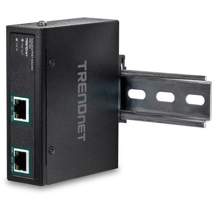 TRENDnet Extendeur PoE+ Gigabit industriel, TI-E100, PoE à port unique, Power Over Ethernet, prend en charge PoE (15,4 W) et PoE+ (30 W), s'étend sur 100 m, met en cascade 2 unités pour une distance jusqu'à 300 m (984 pi), IP30 TI-E100