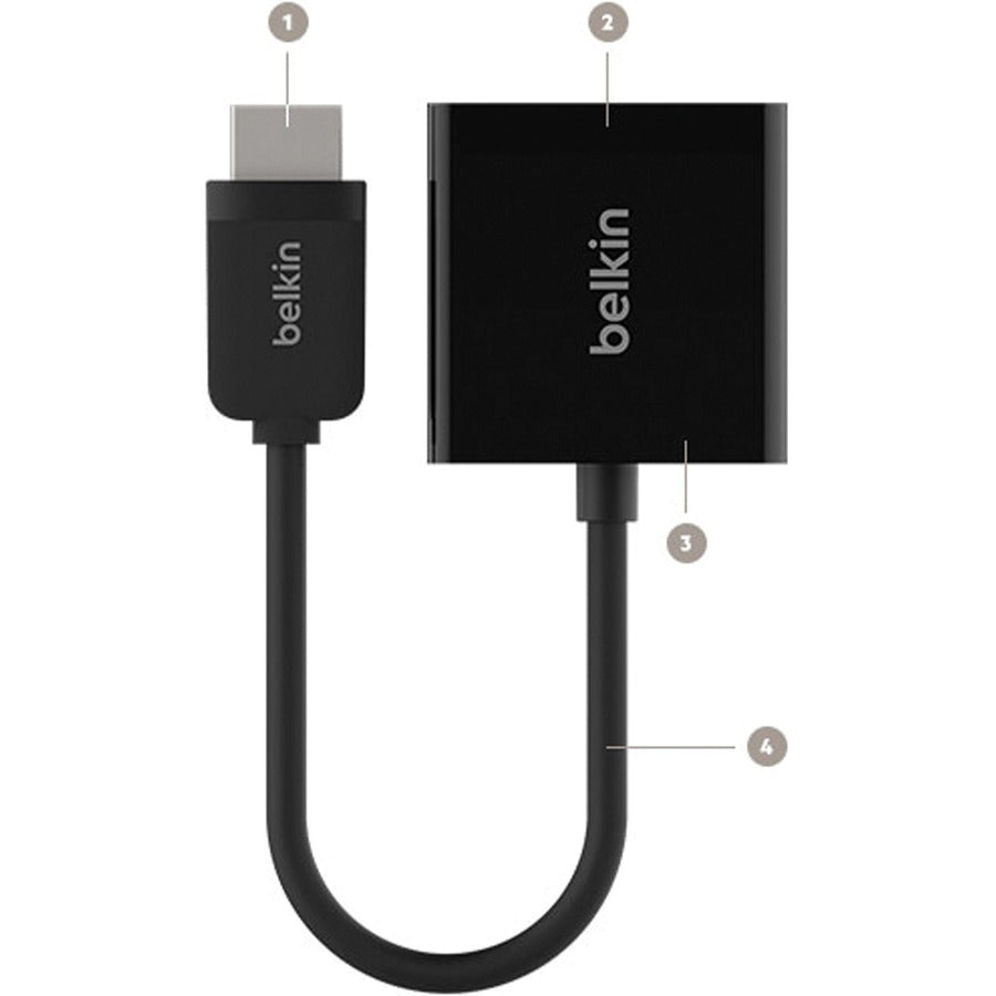Belkin HDMI to VGA + 3.5mm Audio Adapter, M/F, 1080p F2CD058