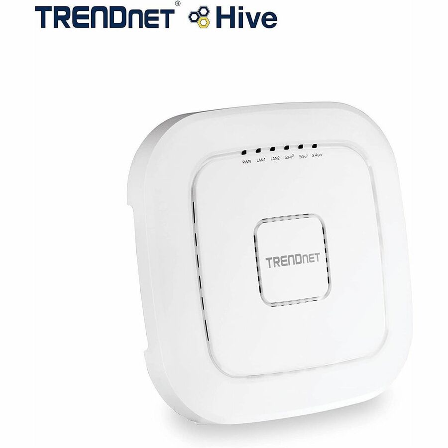 Point d'accès sans fil intérieur PoE+ tri-bande AC2200 TRENDnet, bandes WiFi AC 867 Mbps + WiFi N 400 Mbps, Wave 2 MUMIMO, pont client, WDS, AP, pont WDS, station WDS, modes répéteur, blanc, TEW-826DAP TEW-826DAP