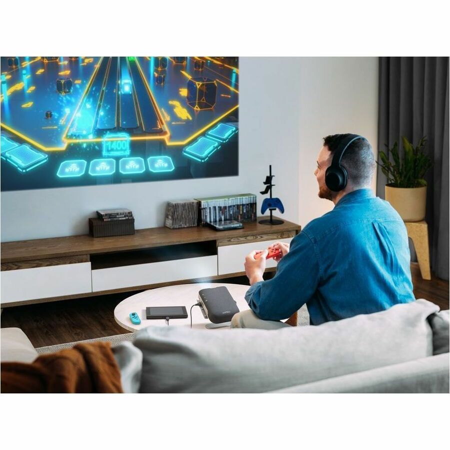 Projecteur LED portable ViewSonic M1X avec support intelligent, haut-parleurs Harman Kardon, batterie intégrée, distorsion trapézoïdale H/V, réglage des 4 coins, Bluetooth, Wi-Fi, USB-C, USB A alimenté M1X