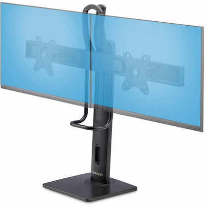 StarTech.com Support de bureau pour écran double avec barre transversale pour écrans de 27 pouces, capacité maximale de 12 kg, montage VESA 75 x 75/100 x 100, réglage de la hauteur sans outil 2MC1S-MONITOR-STAND