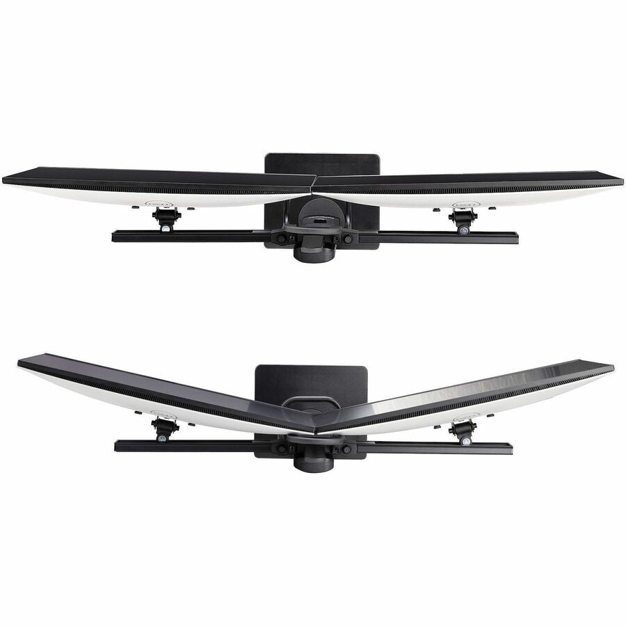 StarTech.com Support de bureau pour écran double avec barre transversale pour écrans de 27 pouces, capacité maximale de 12 kg, montage VESA 75 x 75/100 x 100, réglage de la hauteur sans outil 2MC1S-MONITOR-STAND