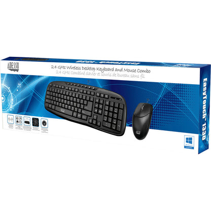 Adesso WKB-1330CB - Ensemble clavier et souris de bureau sans fil 2,4 GHz WKB-1330CB