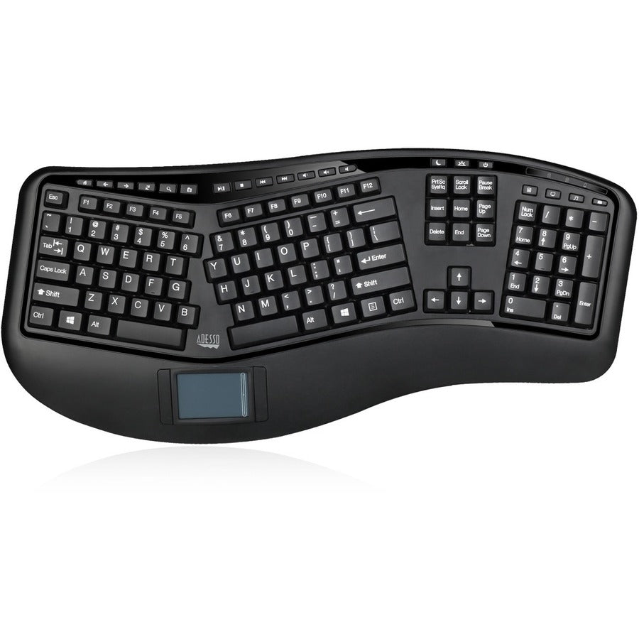 Adesso 2.4GHz Wireless Ergonomic Touchpad Keyboard WKB-4500UB