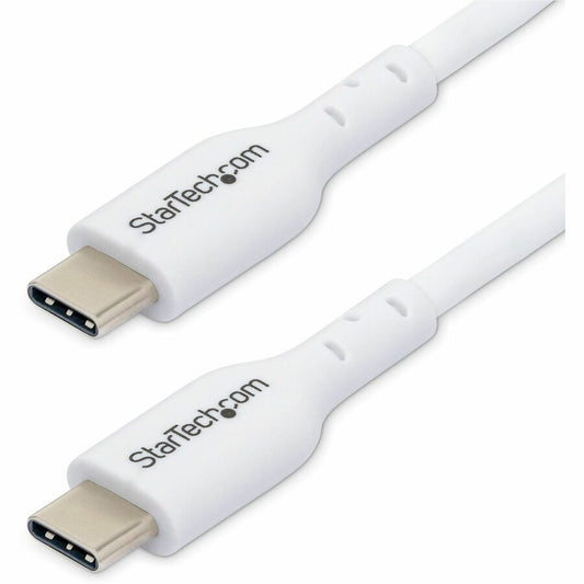 StarTech.com 3m (9.8ft) White USB-C Charging Cable, USB 2.0 Type-C Laptop Charger Cord, 60W Power Delivery, TPE Jacket, Data Transfer Cable USB2CC3MWHE