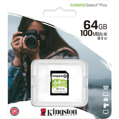 Kingston Canvas Select Plus SDS2 64 Go Classe 10/UHS-I (U1) SDXC - 1 paquet SDS2/64 Go