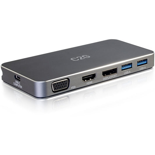 Station d'accueil pour ordinateur portable C2G USB C pour deux écrans - HDMI, DisplayPort, VGA - Alimentation jusqu'à 100 W 54439