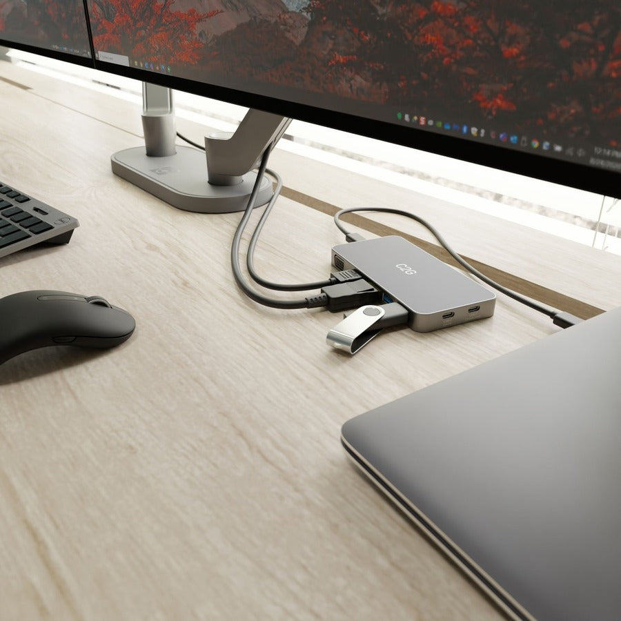 C2G USB C Dual Monitor Laptop Docking Station - HDMI, DisplayPort, VGA - Power Delivery up to 100W 54439