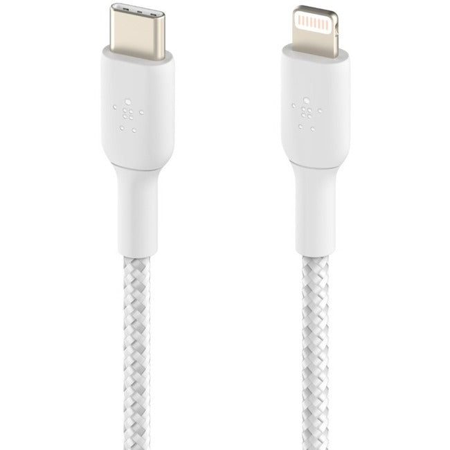 Câble tressé USB-C vers Lightning Belkin (2 m, blanc) CAA004BT2MWH