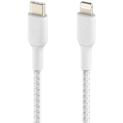 Câble tressé USB-C vers Lightning Belkin (2 m, blanc) CAA004BT2MWH