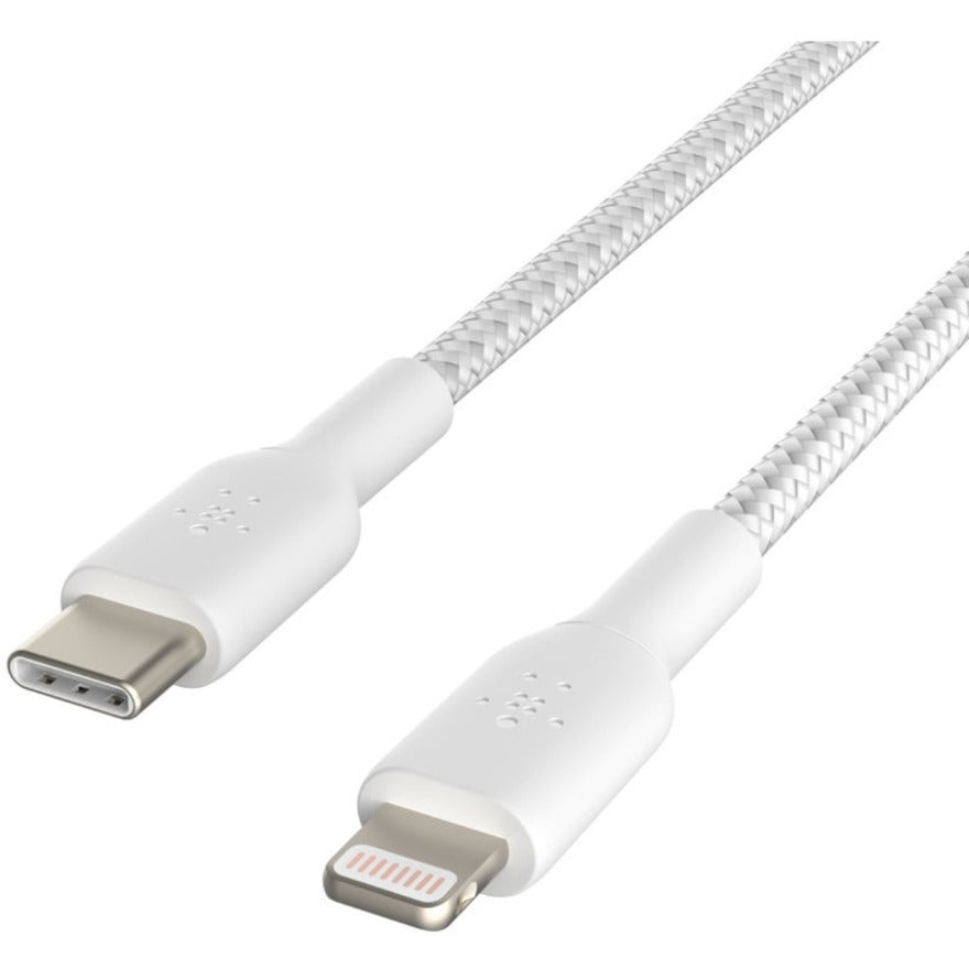 Câble tressé USB-C vers Lightning Belkin (2 m, blanc) CAA004BT2MWH