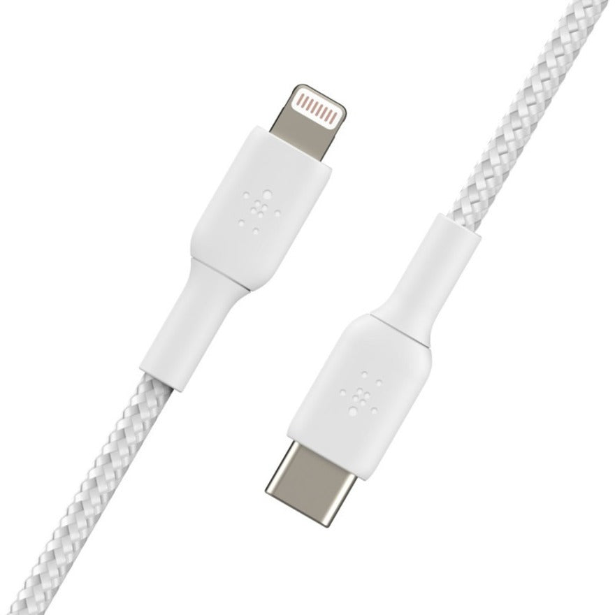 Câble tressé USB-C vers Lightning Belkin (2 m, blanc) CAA004BT2MWH