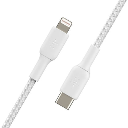 Câble tressé USB-C vers Lightning Belkin (2 m, blanc) CAA004BT2MWH