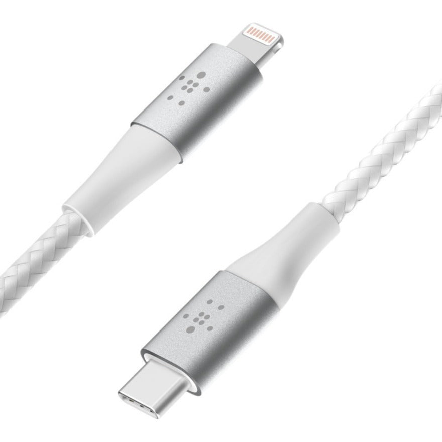 Câble tressé USB-C vers Lightning Belkin (2 m, blanc) CAA004BT2MWH