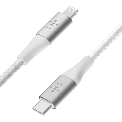 Câble tressé USB-C vers Lightning Belkin (2 m, blanc) CAA004BT2MWH
