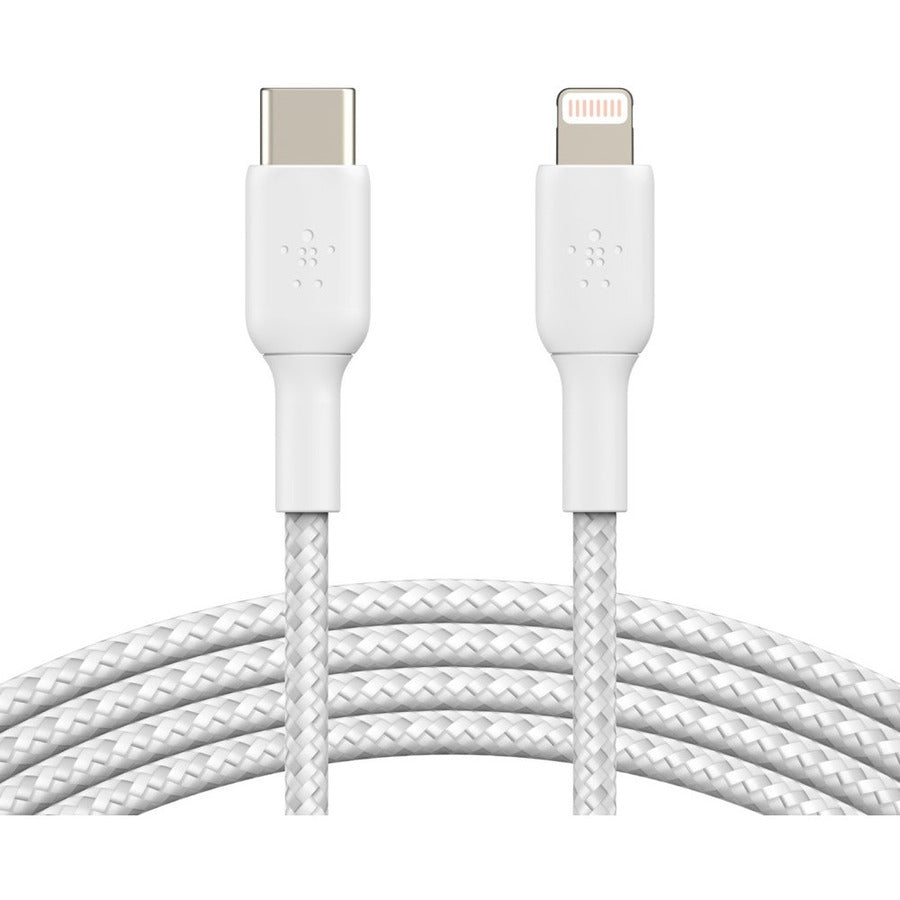Câble tressé USB-C vers Lightning Belkin (2 m, blanc) CAA004BT2MWH