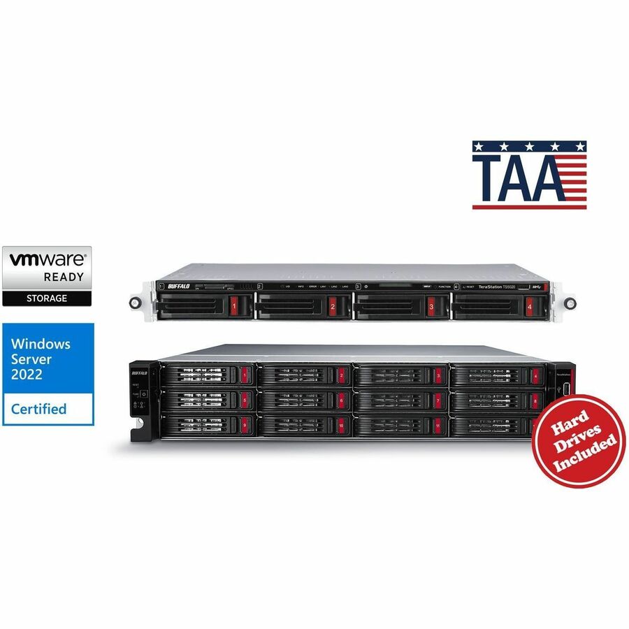 Stockage NAS BUFFALO TeraStation 5420 à 4 baies de 16 To (4 x 4 To) monté en rack pour entreprise, disques durs inclus TS5420RN1604