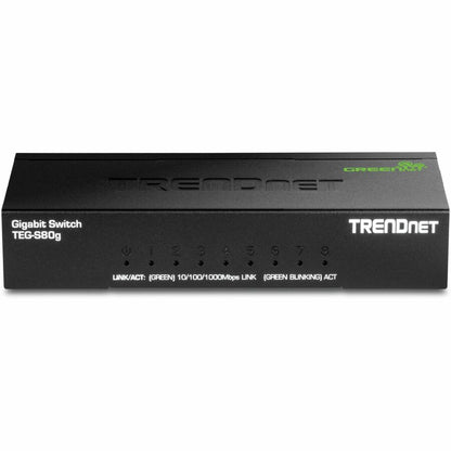 Mini-switch Gigabit à 8 ports TRENDnet, TEG-S80g, technologie GREENnet, conforme NDAA + TAA, commutateur réseau Ethernet de bureau en métal, 8 ports Gigabit, sans ventilateur, protection à vie, noir TEG-S80G