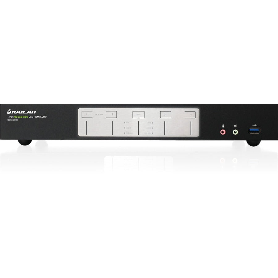 Commutateur KVMP double vue 4K 4 ports IOGEAR avec connexion HDMI, hub USB 3.0 et audio GCS1944H