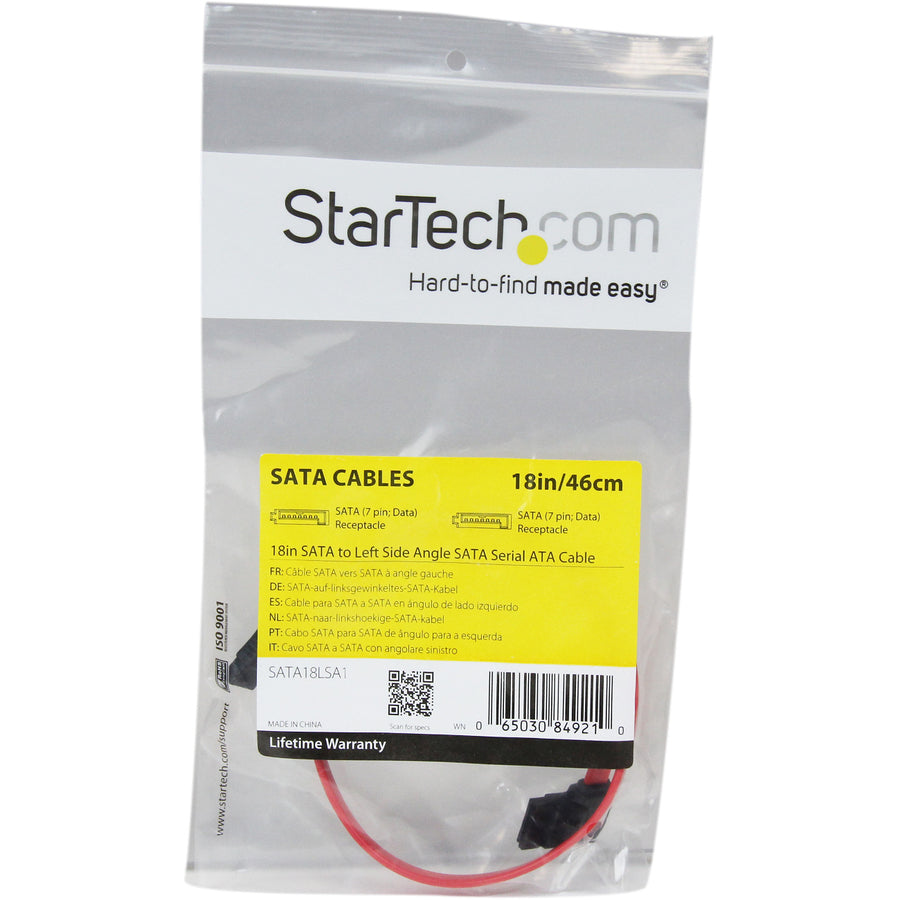 Câble SATA vers SATA coudé côté gauche de 45,7 cm StarTech.com SATA18LSA1