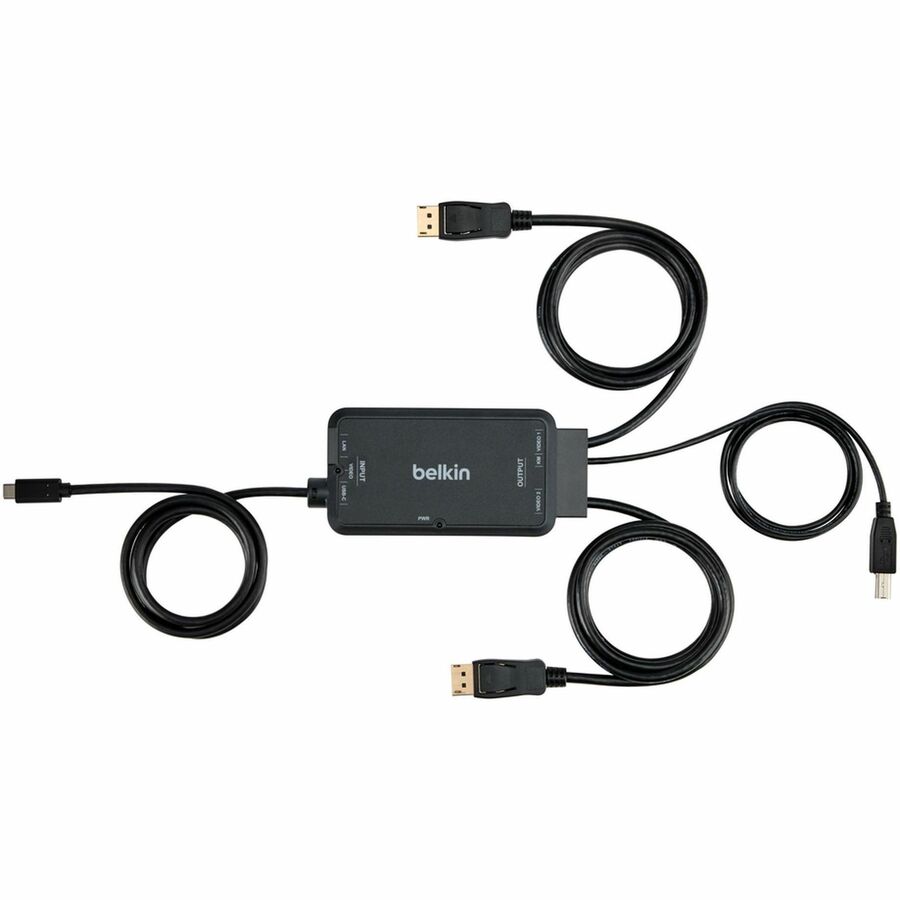 Station d'accueil KVM Belkin TAA USB-C vers (2) câbles DP/USB-B avec RJ45 et alimentation F1DN2CCBL-CPN6T
