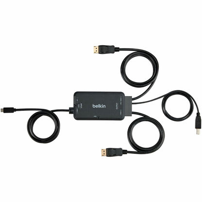 Station d'accueil KVM Belkin TAA USB-C vers (2) câbles DP/USB-B avec RJ45 et alimentation F1DN2CCBL-CPN6T
