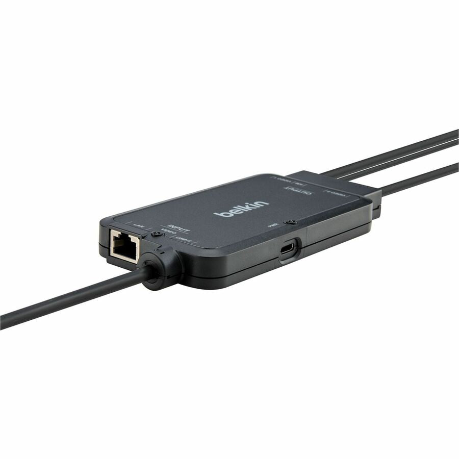 Station d'accueil KVM Belkin TAA USB-C vers (2) câbles DP/USB-B avec RJ45 et alimentation F1DN2CCBL-CPN6T