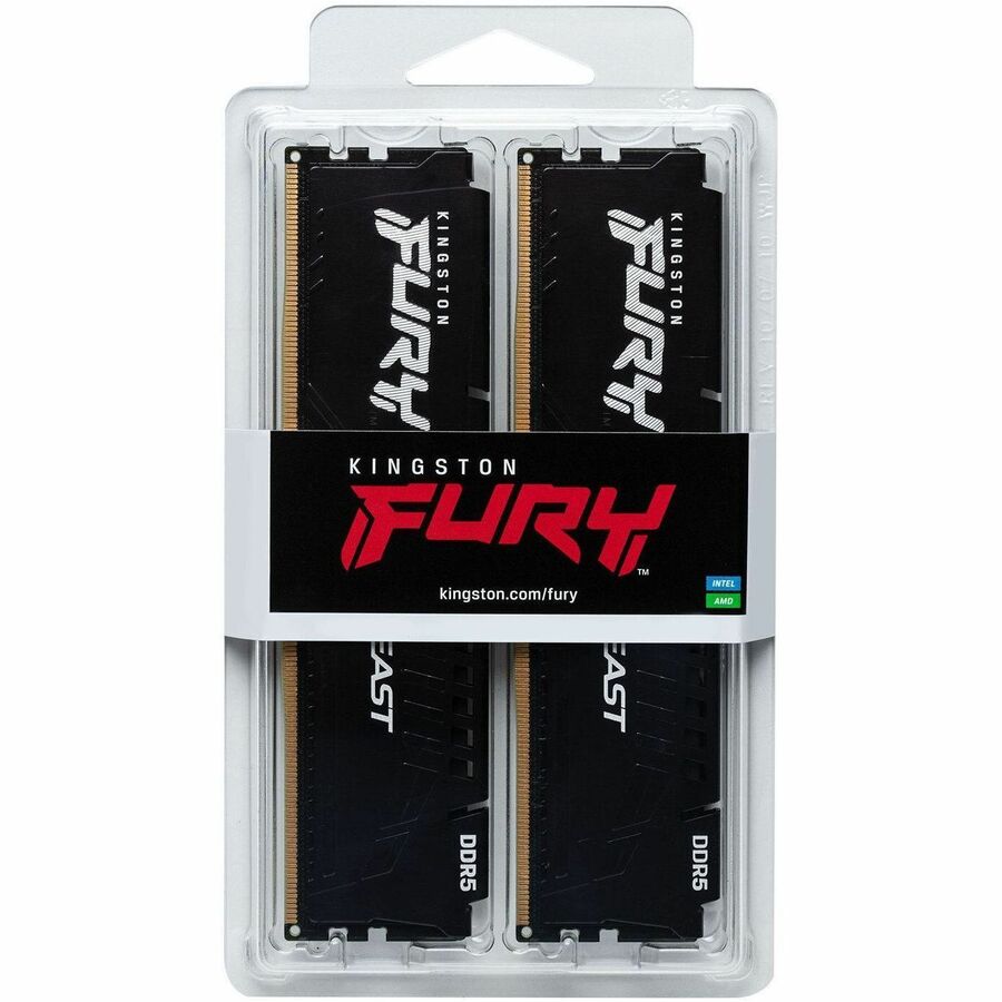 Kingston 32 Go (2 x 16 Go) DDR5 6 000 MT/s CL30 FURY Beast Noir XMP KF560C30BBK2-32