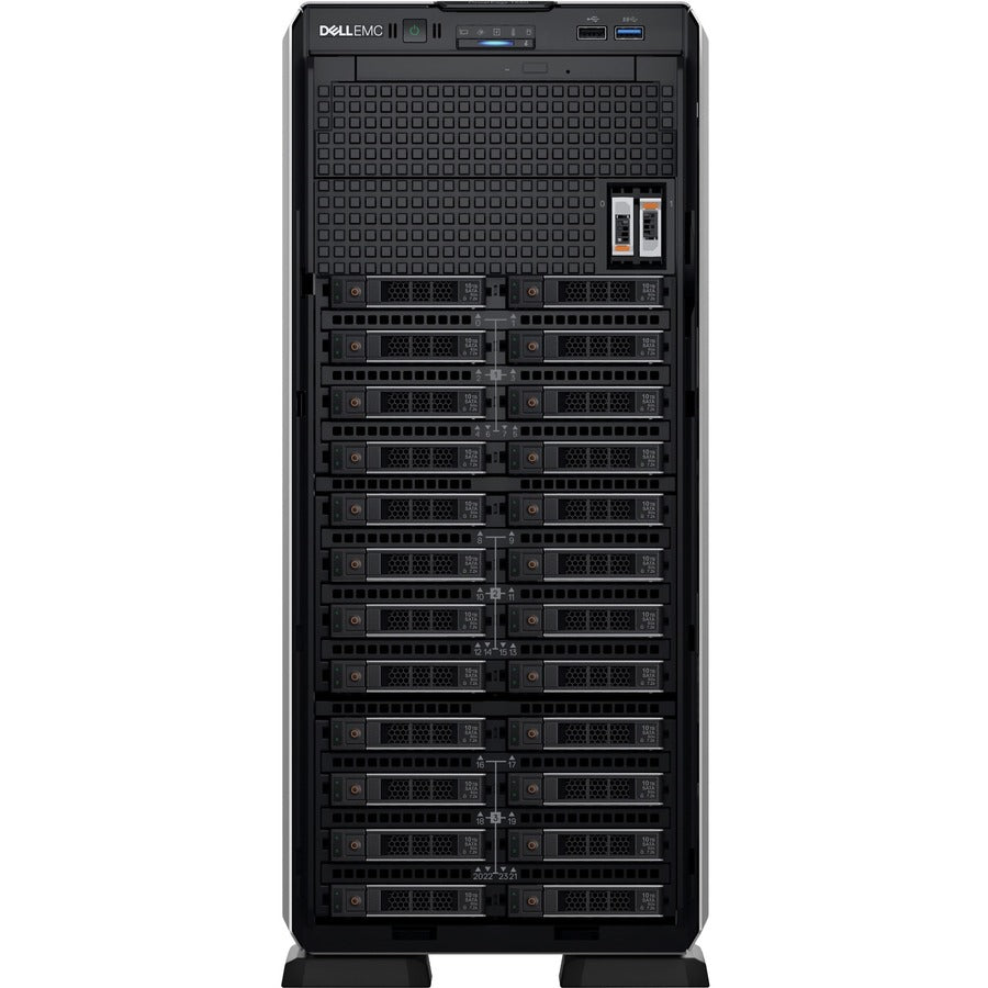 Serveur tour Dell EMC PowerEdge T550 5U - Intel Xeon Silver 4310 2,10 GHz - 8 Go de RAM - 480 Go de SSD - Serial Attached SCSI (SAS), contrôleur Serial ATA 1JKXH