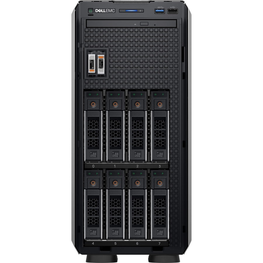 Serveur tour Dell EMC PowerEdge T350 4,5U - 1 x Intel Xeon E-2314 2,80 GHz - 8 Go de RAM - 480 Go de SSD - Contrôleur Serial ATA, Serial Attached SCSI (SAS) XR3JC