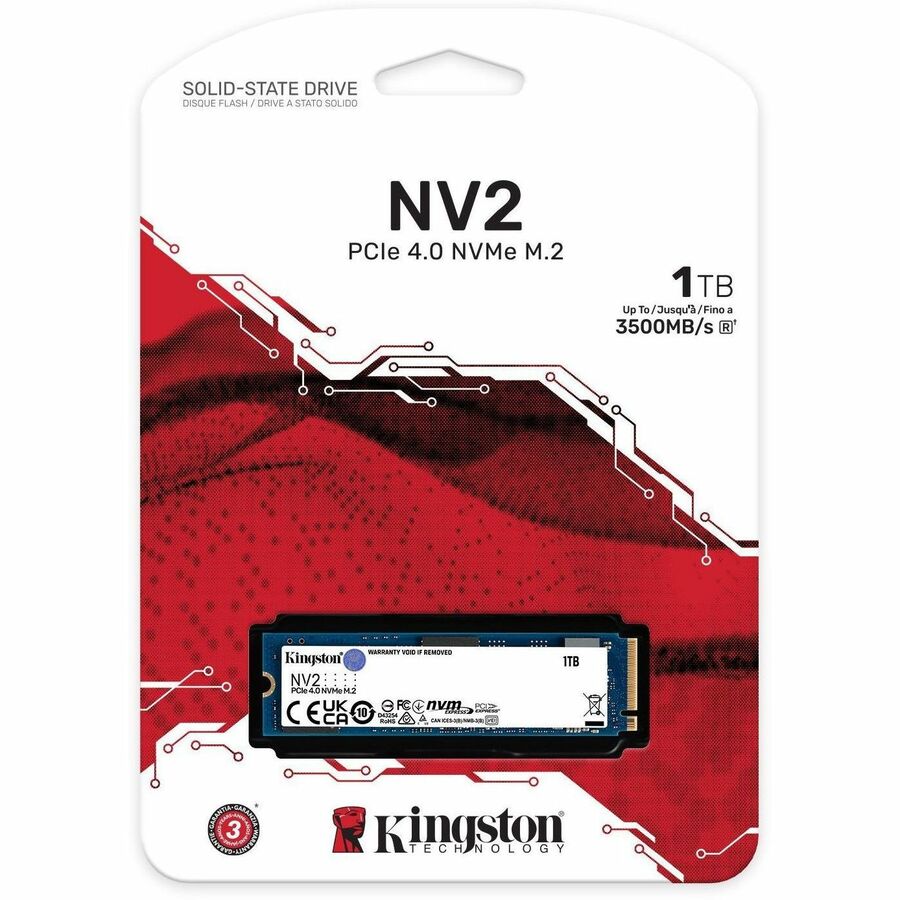 Disque SSD Kingston NV2 1 To - M.2 2280 interne - PCI Express NVMe (PCI Express NVMe 4.0) SNV2S/1000GBK