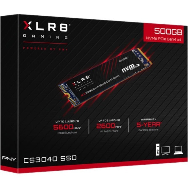 Disque SSD PNY XLR8 CS3040 500 Go - M.2 2280 interne - PCI Express NVMe (PCI Express NVMe 4.0 x4) M280CS3040-500-RB