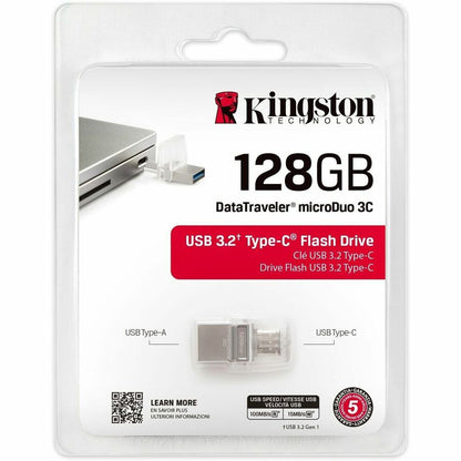 Kingston DataTraveler microDuo 3C 128 Go USB 3.2 (1ère génération) Type A et USB 3.2 (1ère génération) Type C DTDUO3C/128GBCR