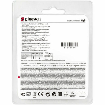 Kingston DataTraveler microDuo 3C 128 Go USB 3.2 (1ère génération) Type A et USB 3.2 (1ère génération) Type C DTDUO3C/128GBCR