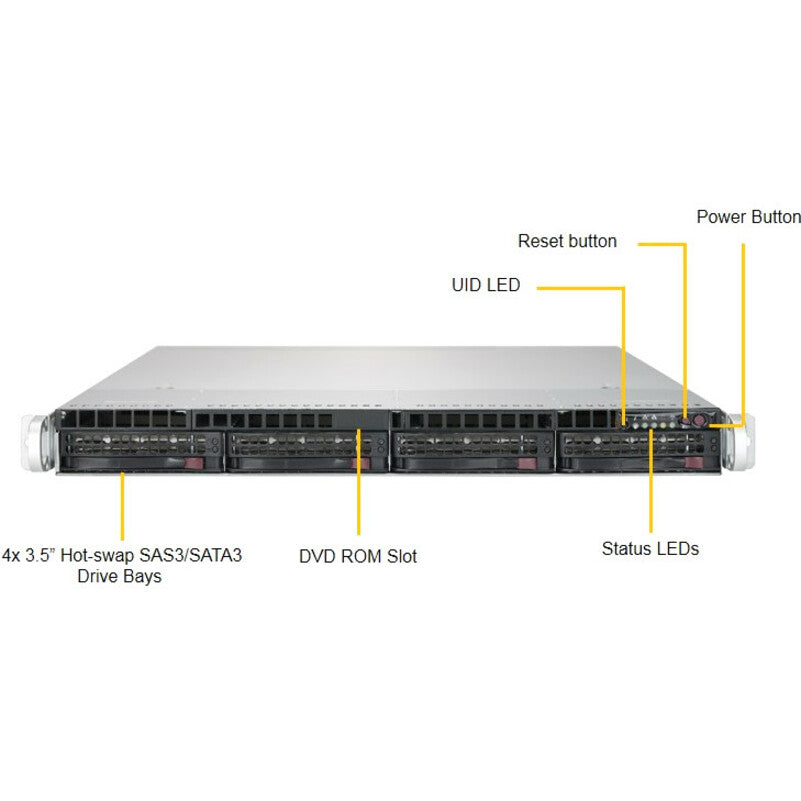 Système Barebone SuperMicro SuperServer 6019P-WTR - Montable en rack 1U - Socket P LGA-3647 - Prise en charge de 2 processeurs SYS-6019P-WTR