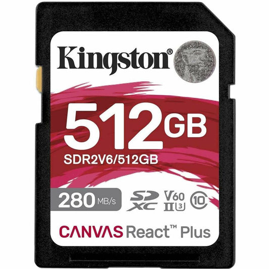 Kingston Canvas React Plus 512 Go Classe 10/UHS-II (U3) V60 SDXC SDR2V6/512 Go
