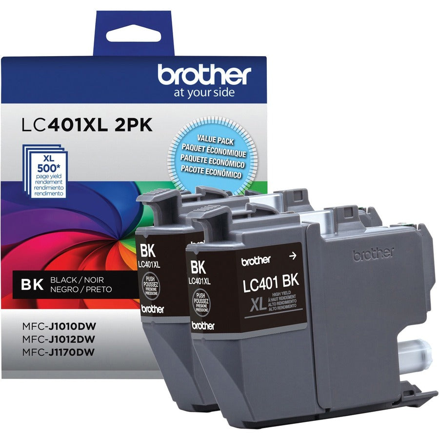 Cartouche d'encre à jet d'encre haute capacité d'origine Brother LC401XL2PKS - Noir - Lot de 2 LC401XL2PKS