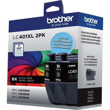 Cartouche d'encre à jet d'encre haute capacité d'origine Brother LC401XL2PKS - Noir - Lot de 2 LC401XL2PKS